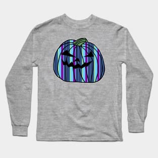 Mostly Blue Stripes Halloween Horror Pumpkin Long Sleeve T-Shirt